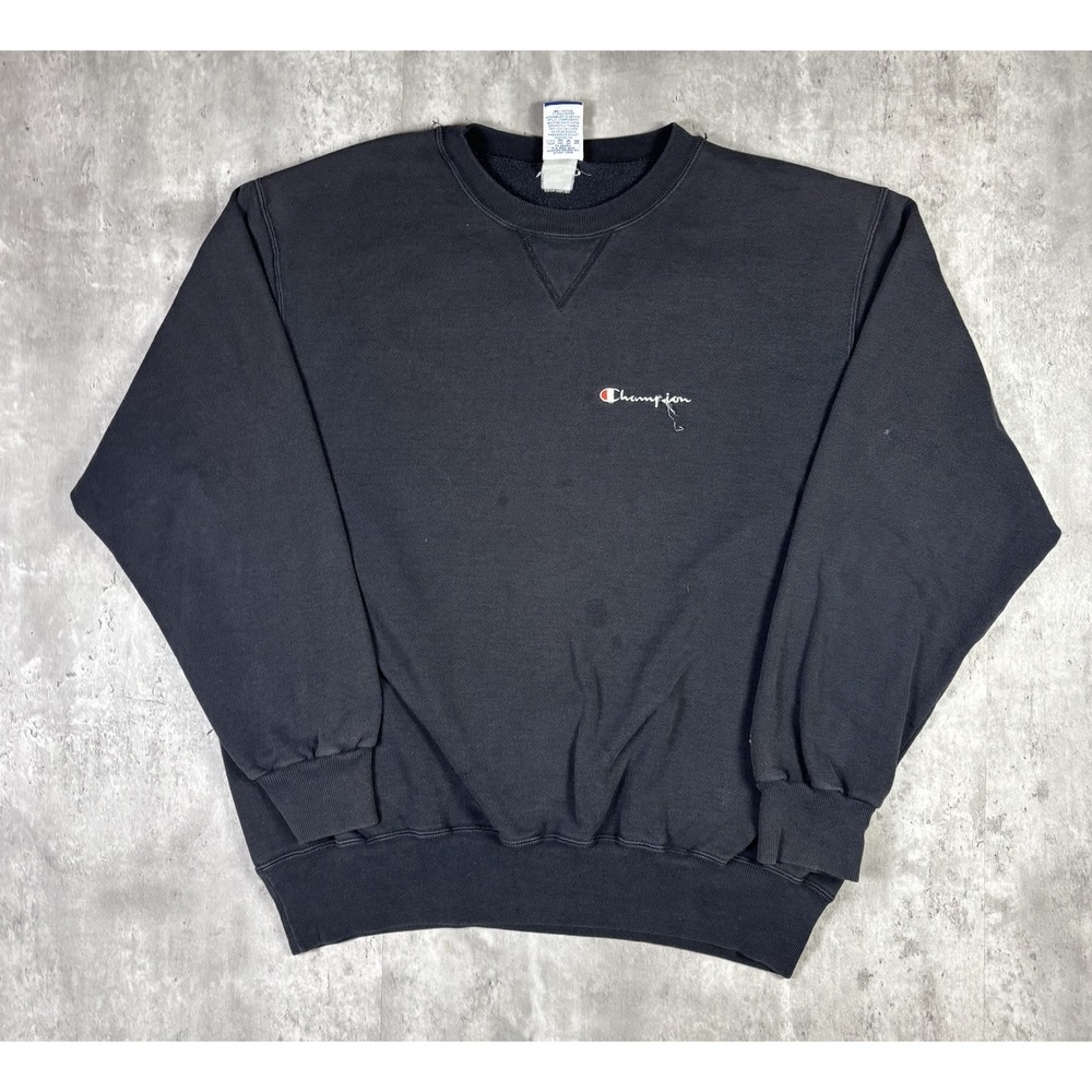 Vintage 90s Champion Black Heavyweight Sweatshirt Distressed Mens size XL